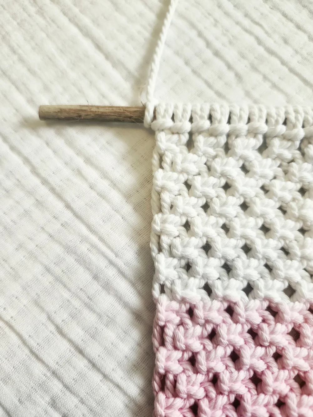Ombre Macramé Wall Hanging - White, Pink & Blue